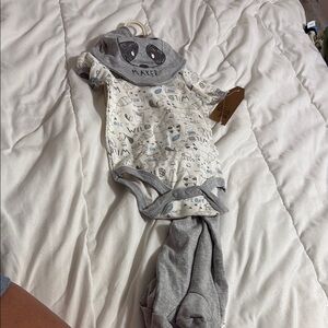 Chick Pea Gray and White Lace Bodysuit